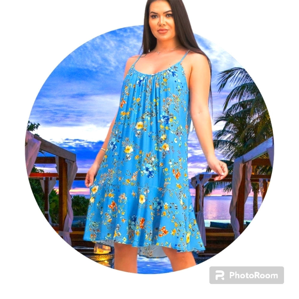 🎯🎯SALE🎯🎯 Robert Michael Blue Spring Sundress Lounge Dress Sz XL